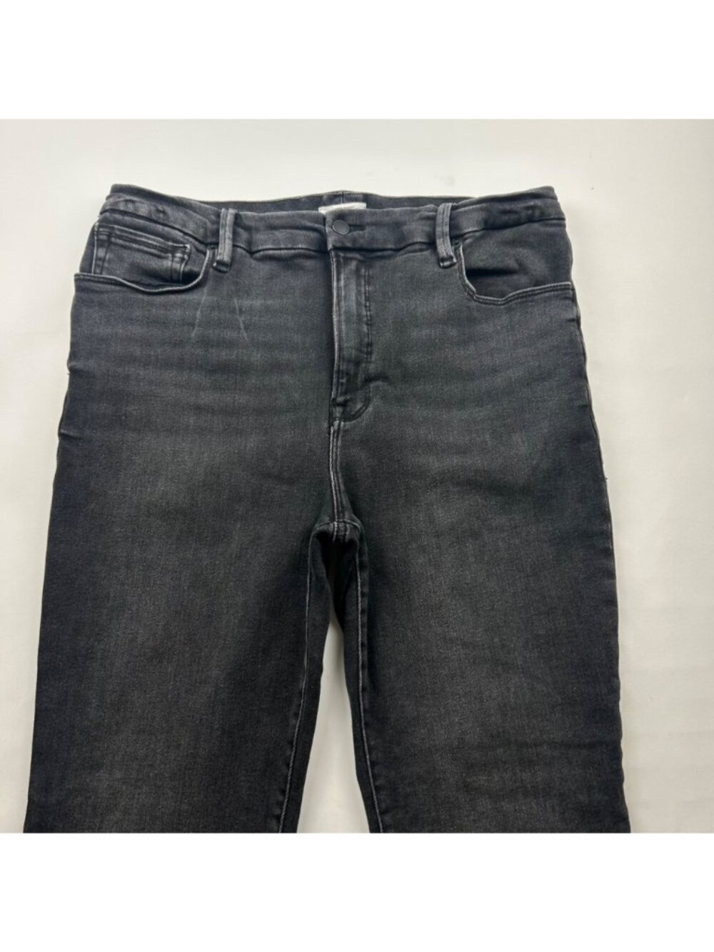Good American Washed Black Stretch Denim Good Classic Distressed Jeans 14 - Picture 2 of 7